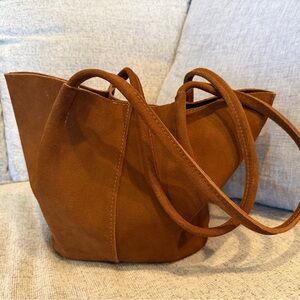 Elegant Brown Suede Tote Bag